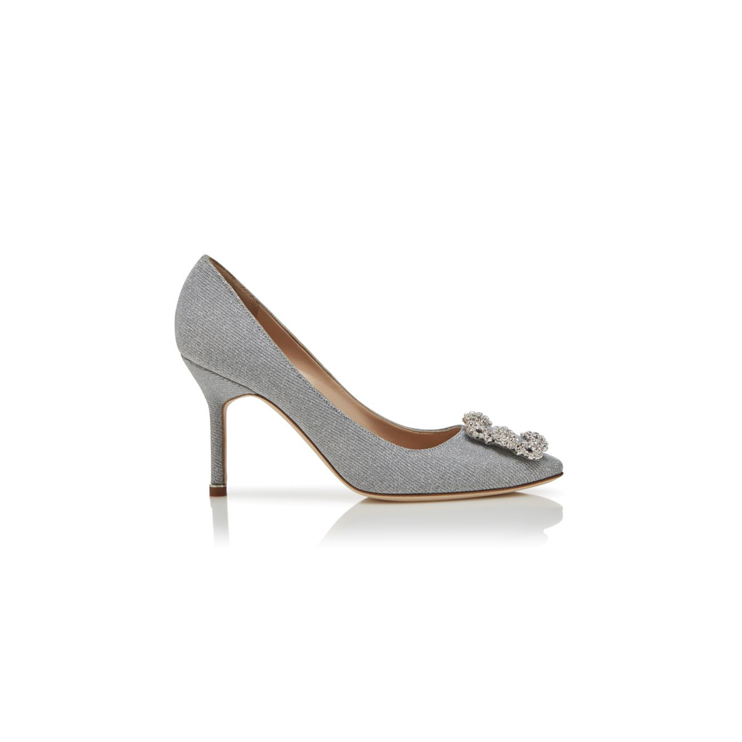 man010 B1ahn*k hangisi glitter 90 silver glitter fabric jewel buckle pumps 9xx-0599-0016